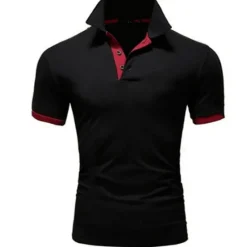 OUKU Men's Polo Shirt Golf Shirt Outdoor Casual Polo Collar Classic Short Sleeve Basic Classic Solid Color Button Front Button-Down Summer Regular Fit Apple Green Lake blue Black / Red Black White Yellow
