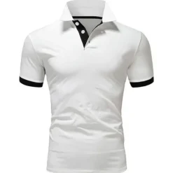 OUKU Men's Polo Shirt Golf Shirt Outdoor Casual Polo Collar Classic Short Sleeve Basic Classic Solid Color Button Front Button-Down Summer Regular Fit Apple Green Lake blue Black / Red Black White Yellow