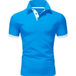 OUKU Men's Polo Shirt Golf Shirt Outdoor Casual Polo Collar Classic Short Sleeve Basic Classic Solid Color Button Front Button-Down Summer Regular Fit Apple Green Lake blue Black / Red Black White Yellow