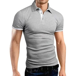 OUKU Men's Polo Shirt Golf Shirt Outdoor Casual Polo Collar Classic Short Sleeve Basic Classic Solid Color Button Front Button-Down Summer Regular Fit Apple Green Lake blue Black / Red Black White Yellow