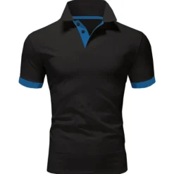 OUKU Men's Polo Shirt Golf Shirt Outdoor Casual Polo Collar Classic Short Sleeve Basic Classic Solid Color Button Front Button-Down Summer Regular Fit Apple Green Lake blue Black / Red Black White Yellow