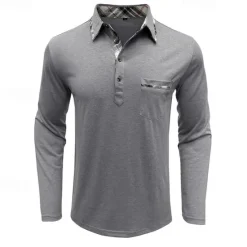 Discount OUKU Men's Polo Shirt Golf Shirt Work Casual Lapel Ribbed Polo Collar Short Sleeve Basic Modern Color Block Patchwork Button Spring & Summer Regular Fit Light Yellow Light Blue Lake blue Violet Ruby Red