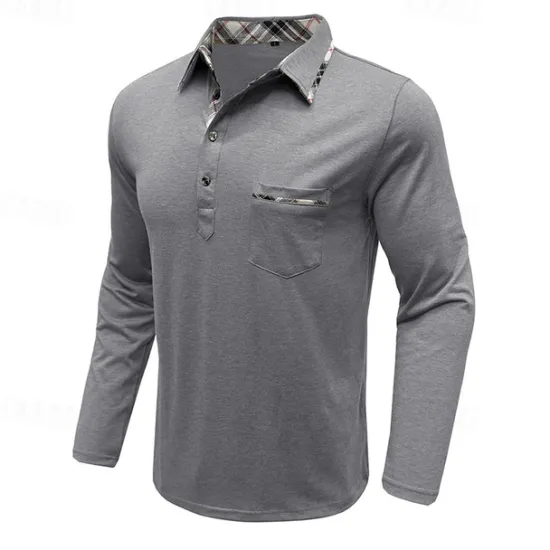Discount OUKU Men's Polo Shirt Golf Shirt Work Casual Lapel Ribbed Polo Collar Short Sleeve Basic Modern Color Block Patchwork Button Spring & Summer Regular Fit Light Yellow Light Blue Lake blue Violet Ruby Red