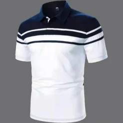 Sale OUKU Men's Polo Shirt Golf Shirt Outdoor Business Classic Short Sleeves Fashion Designer Color Block Striped Classic Style Summer Spring Regular Fit Black Navy Blue Blue Brown Green Gray Polo Shirt