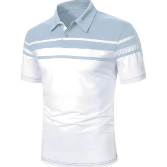 Sale OUKU Men's Polo Shirt Golf Shirt Outdoor Business Classic Short Sleeves Fashion Designer Color Block Striped Classic Style Summer Spring Regular Fit Black Navy Blue Blue Brown Green Gray Polo Shirt