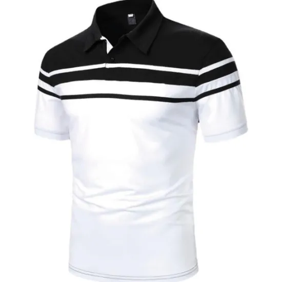 Sale OUKU Men's Polo Shirt Golf Shirt Outdoor Business Classic Short Sleeves Fashion Designer Color Block Striped Classic Style Summer Spring Regular Fit Black Navy Blue Blue Brown Green Gray Polo Shirt