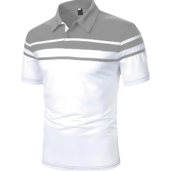 Sale OUKU Men's Polo Shirt Golf Shirt Outdoor Business Classic Short Sleeves Fashion Designer Color Block Striped Classic Style Summer Spring Regular Fit Black Navy Blue Blue Brown Green Gray Polo Shirt