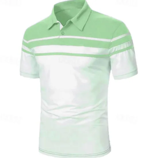 Sale OUKU Men's Polo Shirt Golf Shirt Outdoor Business Classic Short Sleeves Fashion Designer Color Block Striped Classic Style Summer Spring Regular Fit Black Navy Blue Blue Brown Green Gray Polo Shirt
