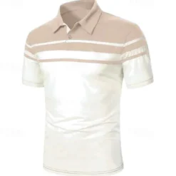 Sale OUKU Men's Polo Shirt Golf Shirt Outdoor Business Classic Short Sleeves Fashion Designer Color Block Striped Classic Style Summer Spring Regular Fit Black Navy Blue Blue Brown Green Gray Polo Shirt