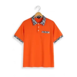 Best OUKU Men's Polo Shirt Golf Shirt Casual Holiday Lapel Short Sleeve Fashion Basic Plaid Color Block Patchwork Pocket Summer Regular Fit Light Blue White Orange Khaki Polo Shirt