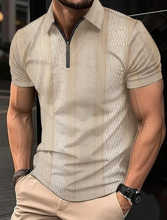 Online OUKU Men's Polo Shirt Work Street Turndown Short Sleeves Solid / Plain Color Basic Summer Loose Fit Black White Pink Light Brown khaki Polo Shirt