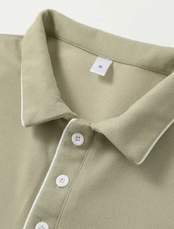 Discount OUKU Men's Polo Shirts Button Up Polos Casual Sports Lapel Short Sleeve Fashion Basic Plain Buttons Summer Regular Fit Light Green Dark Blue Light Blue Polo Shirts