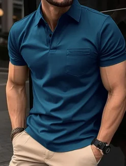 Hot OUKU Men's Polo Shirts Golf Shirt Casual Holiday Lapel Short Sleeve Fashion Basic Plain Classic Summer Regular Fit Black Army Green Navy Blue Orange Grey Polo Shirts