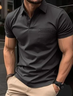 Hot OUKU Men's Polo Shirts Golf Shirt Casual Holiday Lapel Short Sleeve Fashion Basic Plain Classic Summer Regular Fit Black Army Green Navy Blue Orange Grey Polo Shirts