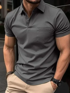 Hot OUKU Men's Polo Shirts Golf Shirt Casual Holiday Lapel Short Sleeve Fashion Basic Plain Classic Summer Regular Fit Black Army Green Navy Blue Orange Grey Polo Shirts