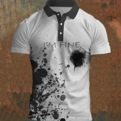 Discount OUKU Men's Polo Shirts Golf Shirt Short Sleeve Polo Shirts Collared Shirts Casual Horror Streetwear Festival Wear Party Outfits Buttons 3D Print Summer Spring Fall Black Red Blue