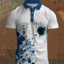 Discount OUKU Men's Polo Shirts Golf Shirt Short Sleeve Polo Shirts Collared Shirts Casual Horror Streetwear Festival Wear Party Outfits Buttons 3D Print Summer Spring Fall Black Red Blue