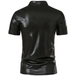 Hot OUKU Men's Polo Shirts Golf Shirt Club Cuban Collar Lapel Short Sleeve Casual Waves Novelty Button Front Spring & Summer Regular Fit Silver Black Gold Polo Shirts
