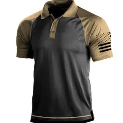 Best OUKU Men's Polo Shirts Golf Shirt Turndown Fashion Casual Comfortable Short Sleeve Black Yellow Blue Green Dark Gray Color Block 3D Print Turndown Vacation Street 3D Button-Down Clothing Clothes Polyester