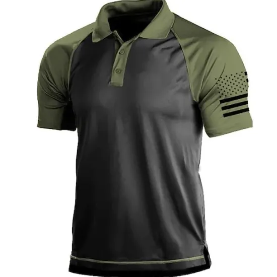 Best OUKU Men's Polo Shirts Golf Shirt Turndown Fashion Casual Comfortable Short Sleeve Black Yellow Blue Green Dark Gray Color Block 3D Print Turndown Vacation Street 3D Button-Down Clothing Clothes Polyester