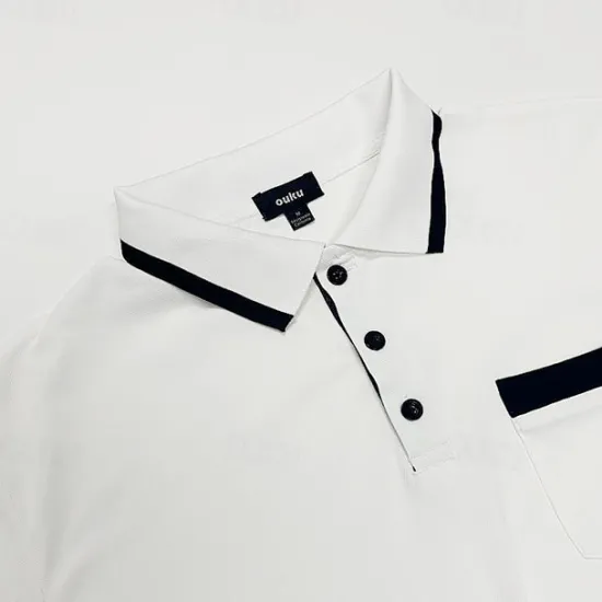 Clearance OUKU Men's Polo Shirts Golf Shirt Casual Sports Lapel Short Sleeve Fashion Basic Color Block Patchwork Front Pocket Summer Regular Fit White Red Navy Blue Blue Gray Polo Shirts