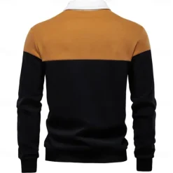 Sale OUKU Men's Polo Sweatshirt Yellow Army Green Red Blue Green Lapel Color Block Casual Daily Sports Casual Spring & Fall Clothing Apparel Hoodies Sweatshirts Long Sleeve