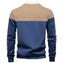 Sale OUKU Men's Polo Sweatshirt Yellow Army Green Red Blue Green Lapel Color Block Casual Daily Sports Casual Spring & Fall Clothing Apparel Hoodies Sweatshirts Long Sleeve
