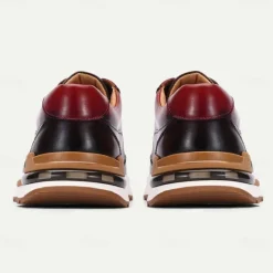 Clearance OUKU Men's Premium Cowhide Leather Sneakers with Crocodile Texture and Lace-Up Design – Casual Athletic Shoes for Everyday Wear