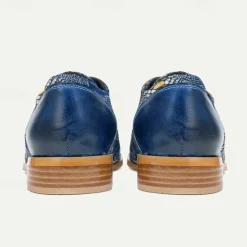 Hot OUKU Men's Premium Cowhide Leather Oxford Shoes with Snake Print – Casual Dress Shoes for Formal & Party Occasions Blue