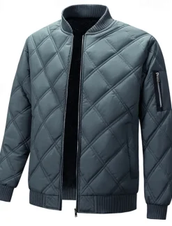 Best OUKU Men's Puffer Jacket Bomber Jacket Padded Zipper Pocket Polyster Pocket Outdoor Date Casual Daily Regular Fashion Casual Thermal Warm Windproof Winter Plain Dark Grey Black Puffer Jacket
