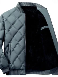 Best OUKU Men's Puffer Jacket Bomber Jacket Padded Zipper Pocket Polyster Pocket Outdoor Date Casual Daily Regular Fashion Casual Thermal Warm Windproof Winter Plain Dark Grey Black Puffer Jacket