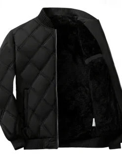 Best OUKU Men's Puffer Jacket Bomber Jacket Padded Zipper Pocket Polyster Pocket Outdoor Date Casual Daily Regular Fashion Casual Thermal Warm Windproof Winter Plain Dark Grey Black Puffer Jacket