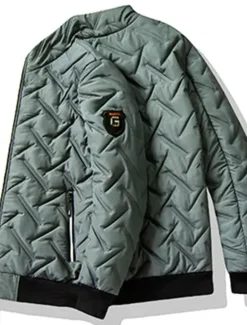 Hot OUKU Men's Puffer Jacket Bomber Jacket Quilted Jacket Full Zip Casual Daily Wear Regular Casual Daily Trendy Windproof Warm Fall Winter Stripes and Plaid Black Light Green Royal Blue Gray Puffer Jacket