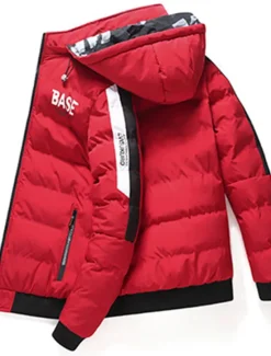 Outlet OUKU Men's Puffer Jacket Hoodie Coat Padded Zipper Pocket Print Sports Outdoor Regular Outdoor Casual / Daily Winter Letter Black Yellow Red Khaki Puffer Jacket