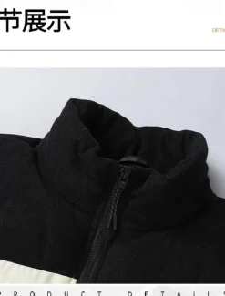 Outlet OUKU Men's Puffer Jacket Padded Pocket Color Block Party Christmas Outdoor Regular Neutral Fashion Daily Winter Solid Color Black White Purple Green Puffer Jacket