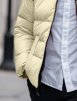 Outlet OUKU Men's Puffer Jacket Padded Pocket Color Block Party Christmas Outdoor Regular Neutral Fashion Daily Winter Solid Color Black White Purple Green Puffer Jacket