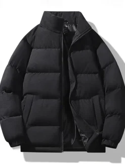 Outlet OUKU Men's Puffer Jacket Padded Pocket Color Block Party Christmas Outdoor Regular Neutral Fashion Daily Winter Solid Color Black White Purple Green Puffer Jacket
