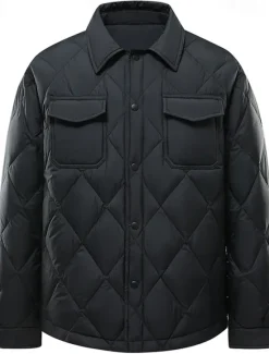 Sale OUKU Men's Puffer Jacket Quilted Jacket Padded Classic Style Polyster Pocket Outdoor Date Casual Daily Regular Fashion Casual Thermal Warm Windproof Winter Plain Black Green Puffer Jacket