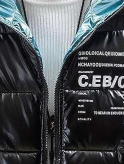 Discount OUKU Men's Puffer Jacket Quilted Jacket Padded Cardigan Zipper Pocket Print Vacation Going out Weekend Outdoor Casual / Daily Winter Letter Silver Black Puffer Jacket