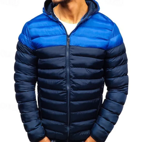 Sale OUKU Men's Puffer Jacket Quilted Jacket Transition Jacket Padded Jacket Pocket Polyster Fleece lined Vacation Daily Wear Date Regular Fashion Casual Comfortable Thermal Warm Fall & Winter Color Block