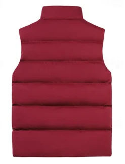 OUKU Men's Puffer Vest Daily Casual Fall & Winter Zipper Pocket Polyester Comfortable Plain Zipper Stand Collar Regular Fit Black Burgundy Khaki Dark Blue Vest