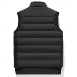 Discount OUKU Men's Puffer Vest Daily Casual Fall & Winter Pocket Polyester Warm Solid Color Zipper Stand Collar Regular Fit Black Dark Navy Blue Khaki Vest