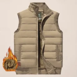 Discount OUKU Men's Puffer Vest Daily Casual Fall & Winter Pocket Polyester Warm Solid Color Zipper Stand Collar Regular Fit Black Dark Navy Blue Khaki Vest