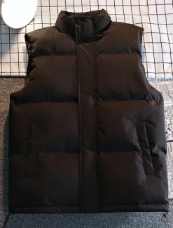 OUKU Men's Puffer Vest Daily Casual Spring & Fall Pocket Polyester Comfortable Solid Color Zipper Stand Collar Black White Blue Vest