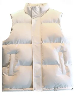 OUKU Men's Puffer Vest Daily Casual Spring & Fall Pocket Polyester Comfortable Solid Color Zipper Stand Collar Black White Blue Vest