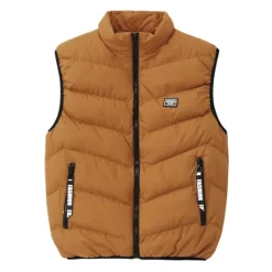Online OUKU Men's Puffer Vest Daily Wear Vacation Going out Fashion Basic Spring & Fall Zipper Polyester Comfortable Plain Zipper Stand Collar Regular Fit Dark Yellow Deep Green Wine Black Vest