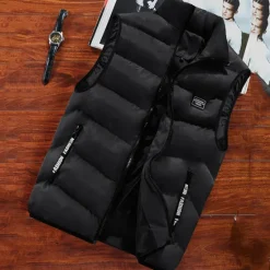 Online OUKU Men's Puffer Vest Daily Wear Vacation Going out Fashion Basic Spring & Fall Zipper Polyester Comfortable Plain Zipper Stand Collar Regular Fit Dark Yellow Deep Green Wine Black Vest