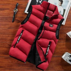 Online OUKU Men's Puffer Vest Daily Wear Vacation Going out Fashion Basic Spring & Fall Zipper Polyester Comfortable Plain Zipper Stand Collar Regular Fit Dark Yellow Deep Green Wine Black Vest