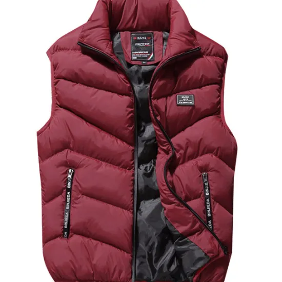 Outlet OUKU Men's Puffer Vest Gilet Hiking Thermal Warm Packable Breathable Winter Autumn / Fall Solid Color Black Red Navy Blue Gray Puffer Jacket