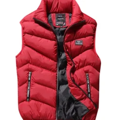 Outlet OUKU Men's Puffer Vest Gilet Hiking Thermal Warm Packable Breathable Winter Autumn / Fall Solid Color Black Red Navy Blue Gray Puffer Jacket